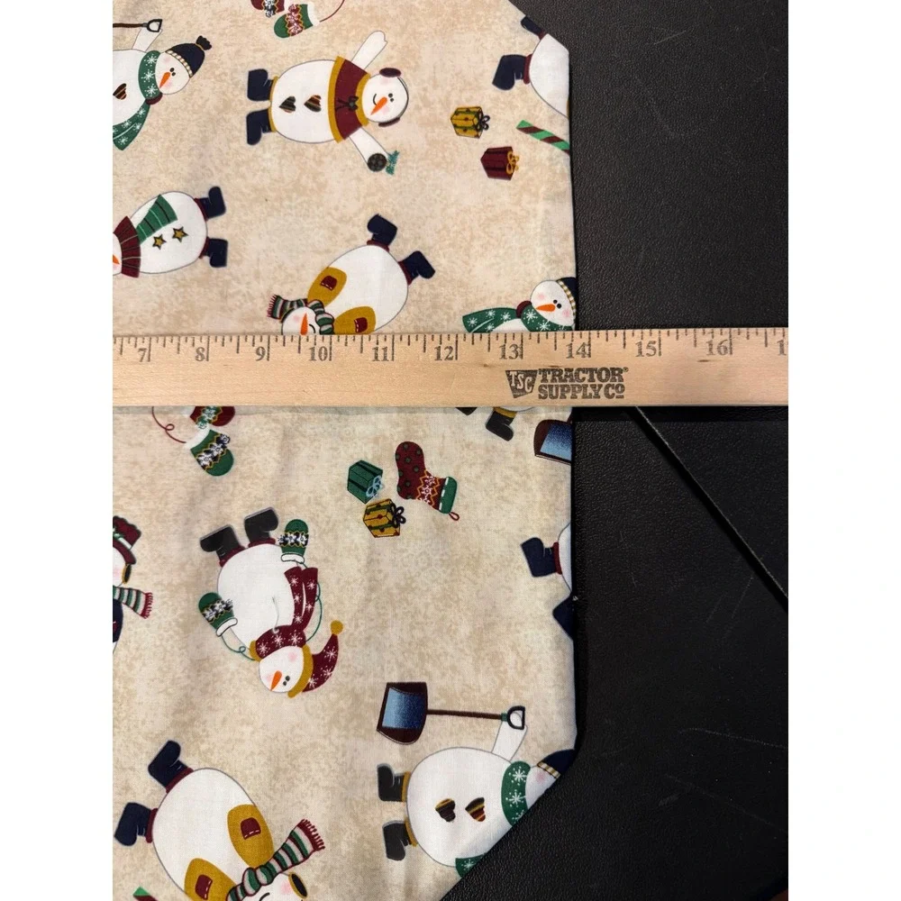 Handcrafted Christmas Placemats Beige Snowman Snowflake Reversible Set of 4 NEW